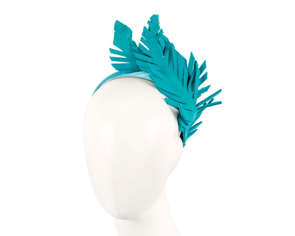 Blue felt leafs winter racing fascinator by Max Alexander - Hats From OZ UK | J406BL Blue felt leafs winter racing fascinator by Max Alexander - Hats From OZ UK