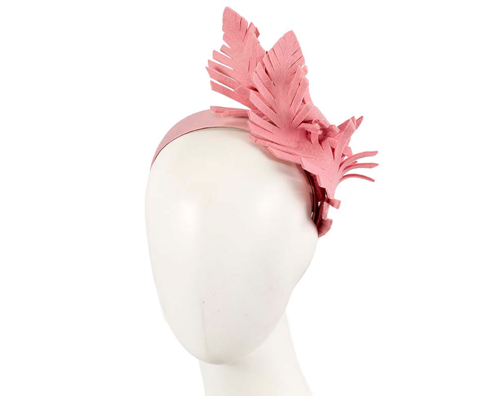 Pink felt leafs winter racing fascinator by Max Alexander - Hats From OZ UK Pink felt leafs winter racing fascinator by Max Alexander