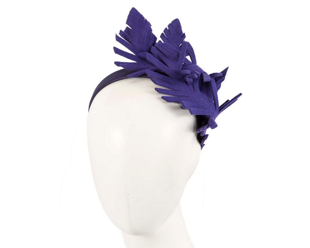 Purple felt leafs winter racing fascinator by Max Alexander - Hats From OZ UK | J406PR Purple felt leafs winter racing fascinator by Max Alexander - Hats From OZ UK