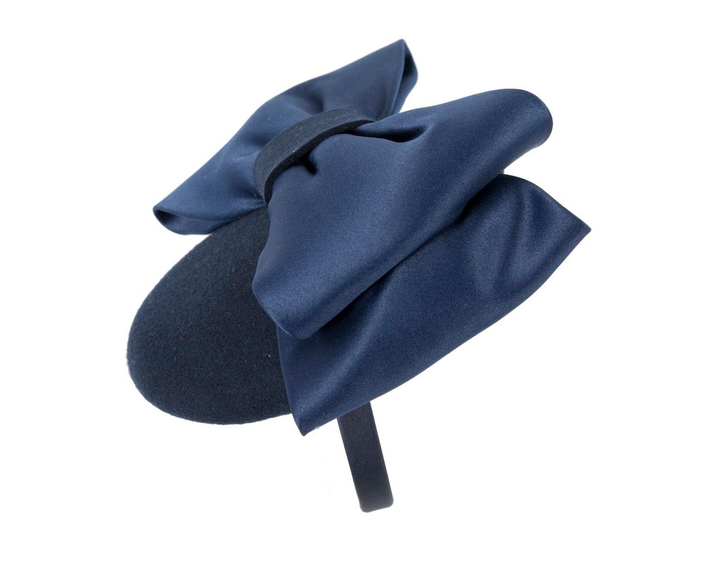 Navy winter pillbox fascinator with bow - Hats From OZ UK Navy winter pillbox fascinator with bow - Image 3