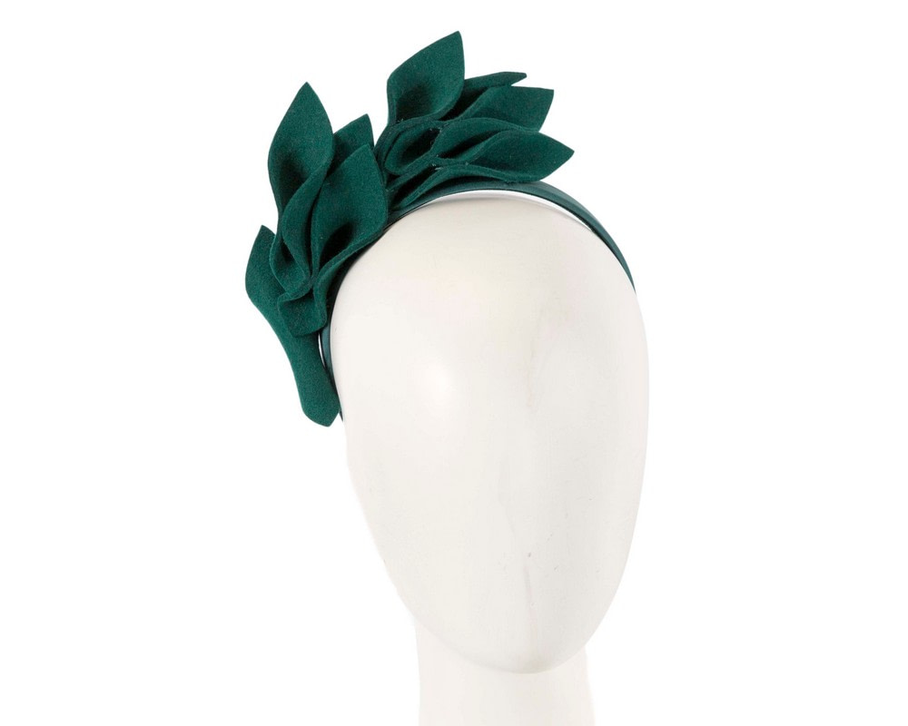 Green felt flowers winter racing fascinator by Max Alexander - Hats From OZ UK | J417DG Green felt flowers winter racing fascinator by Max Alexander - Hats From OZ UK