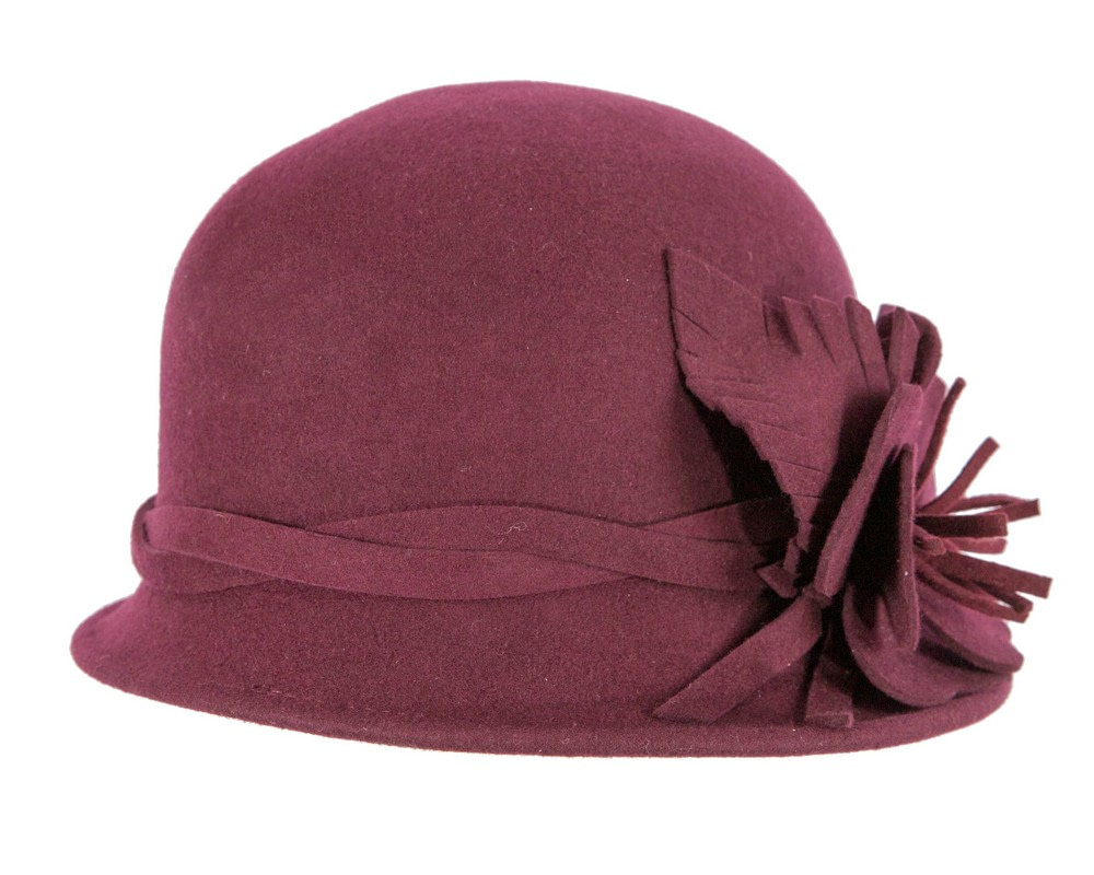 Plum color felt winter hat with flower by Max Alexander J437 - Hats From OZ UK Plum color felt winter hat with flower by Max Alexander J437 - Image 6