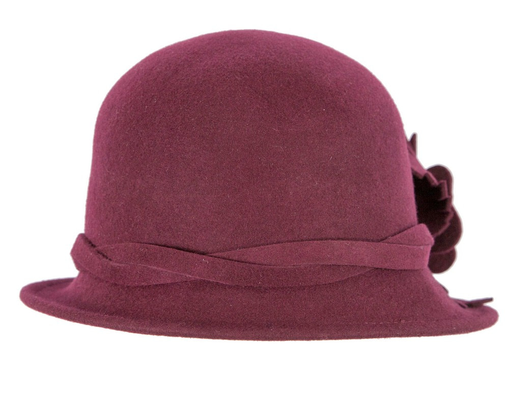 Plum color felt winter hat with flower by Max Alexander J437 - Hats From OZ UK Plum color felt winter hat with flower by Max Alexander J437 - Image 3