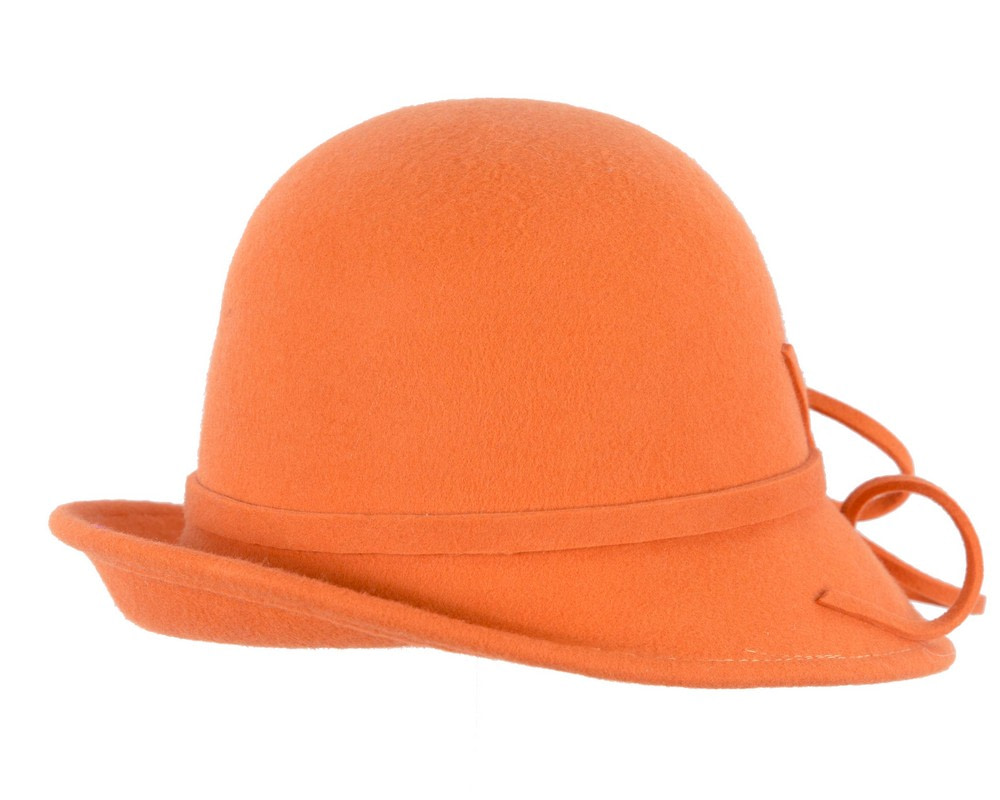 Orange felt winter hat with flower by Max Alexander - Image 5