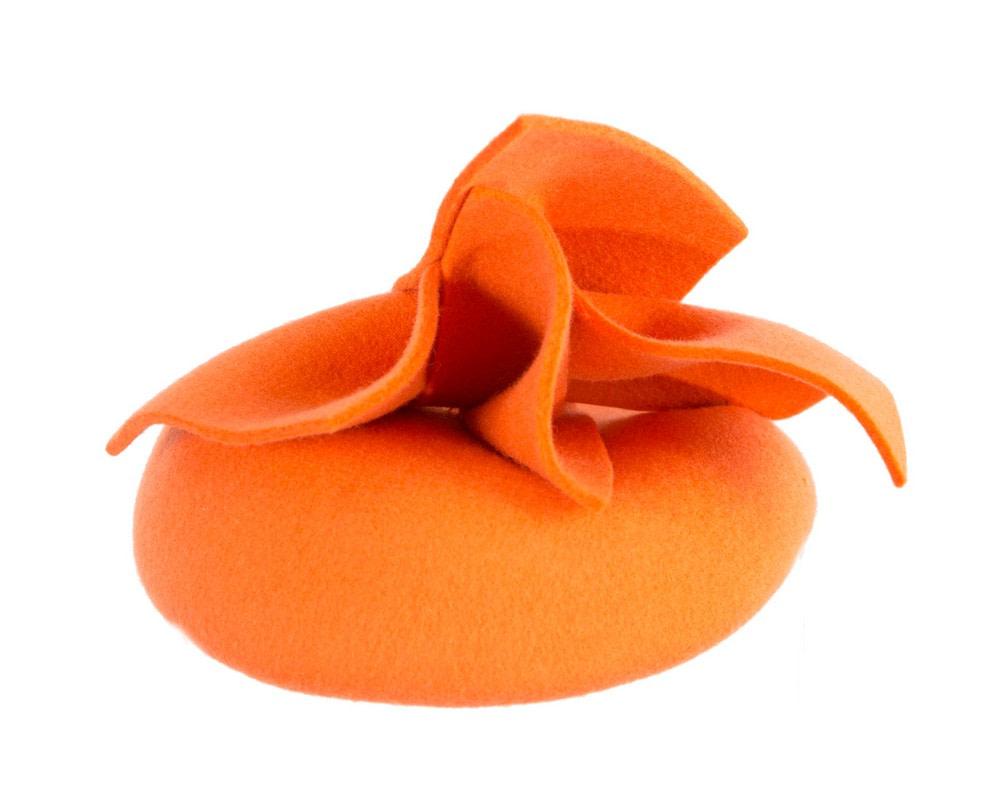 Orange felt winter racing pillbox fascinator - Image 6