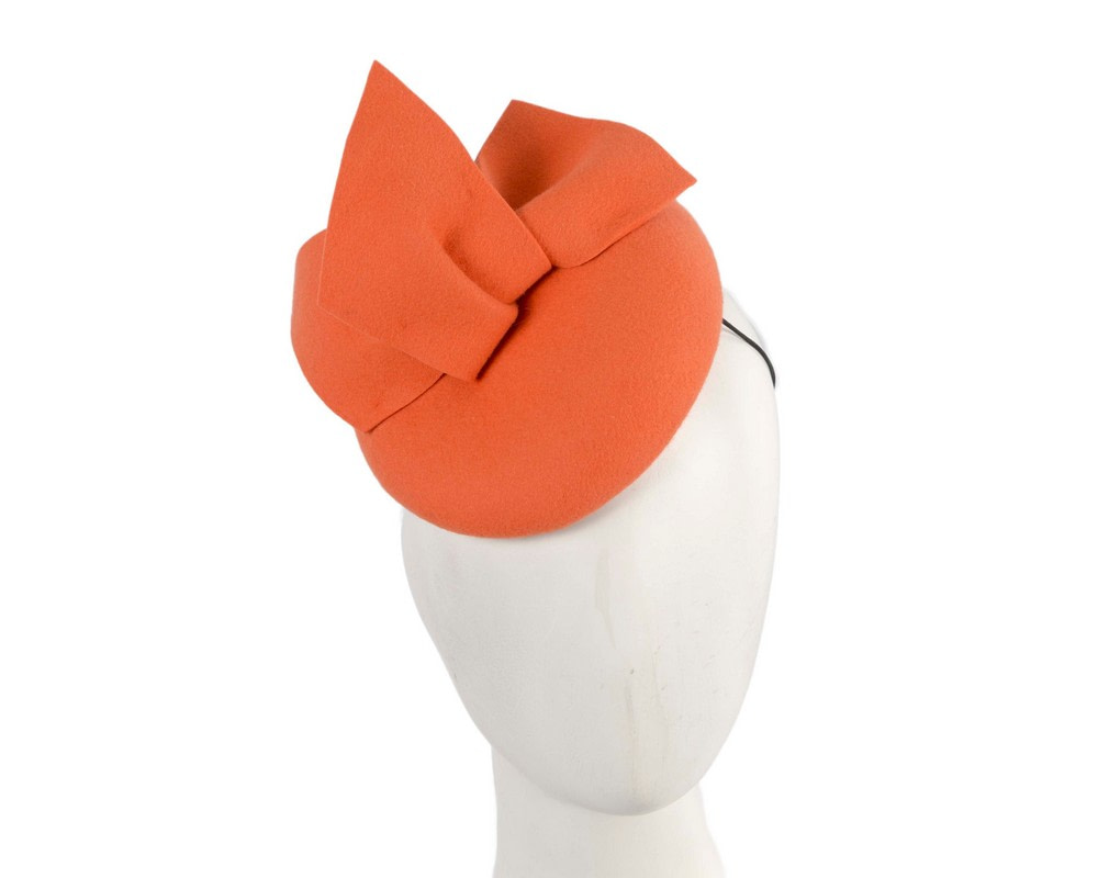 Orange felt winter racing pillbox fascinator