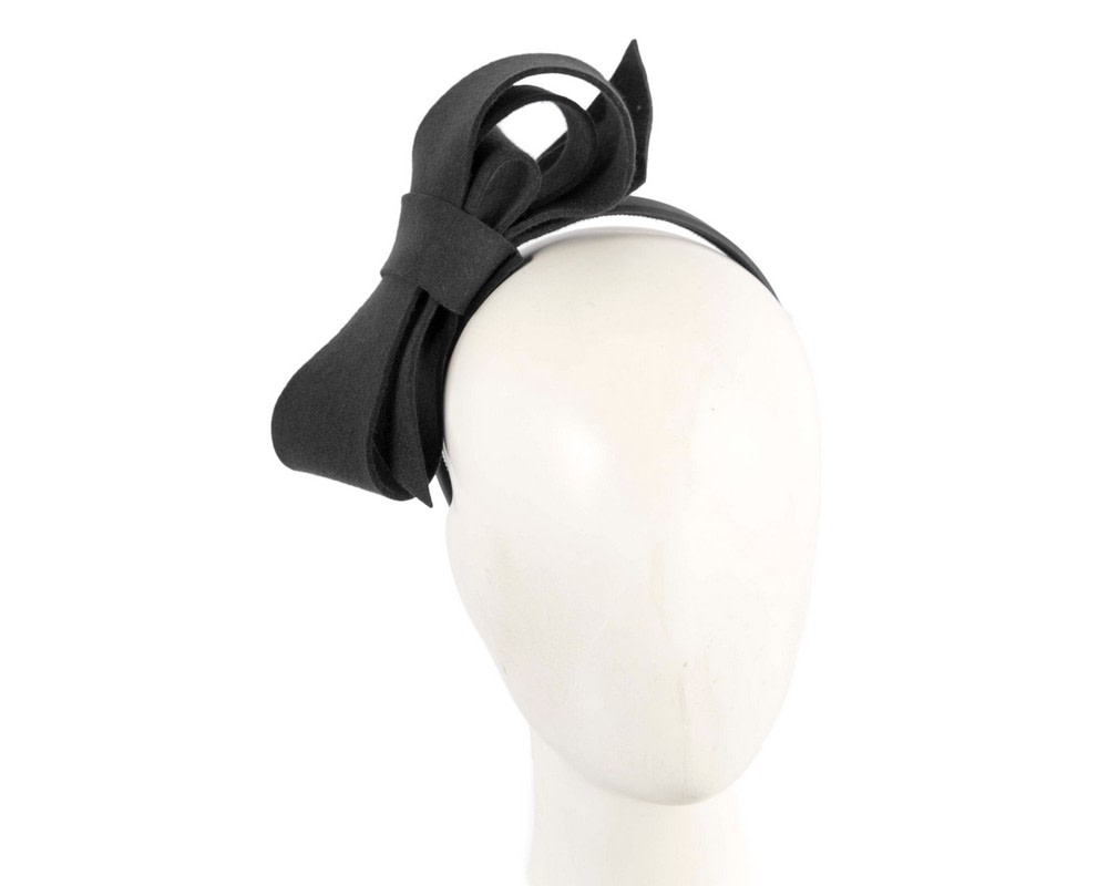 Black felt bow fascinator by Max Alexander - Hats From OZ UK | J435B Black felt bow fascinator by Max Alexander - Hats From OZ UK