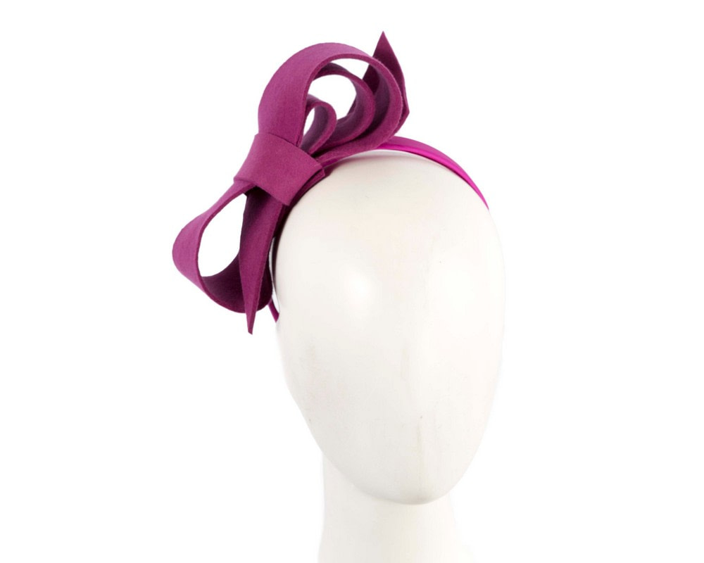 Fuchsia felt bow fascinator by Max Alexander - Hats From OZ UK | J435F Fuchsia felt bow fascinator by Max Alexander - Hats From OZ UK