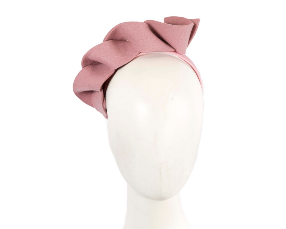 Twisted dusty pink felt winter racing fascinator by Max Alexander - Hats From OZ UK