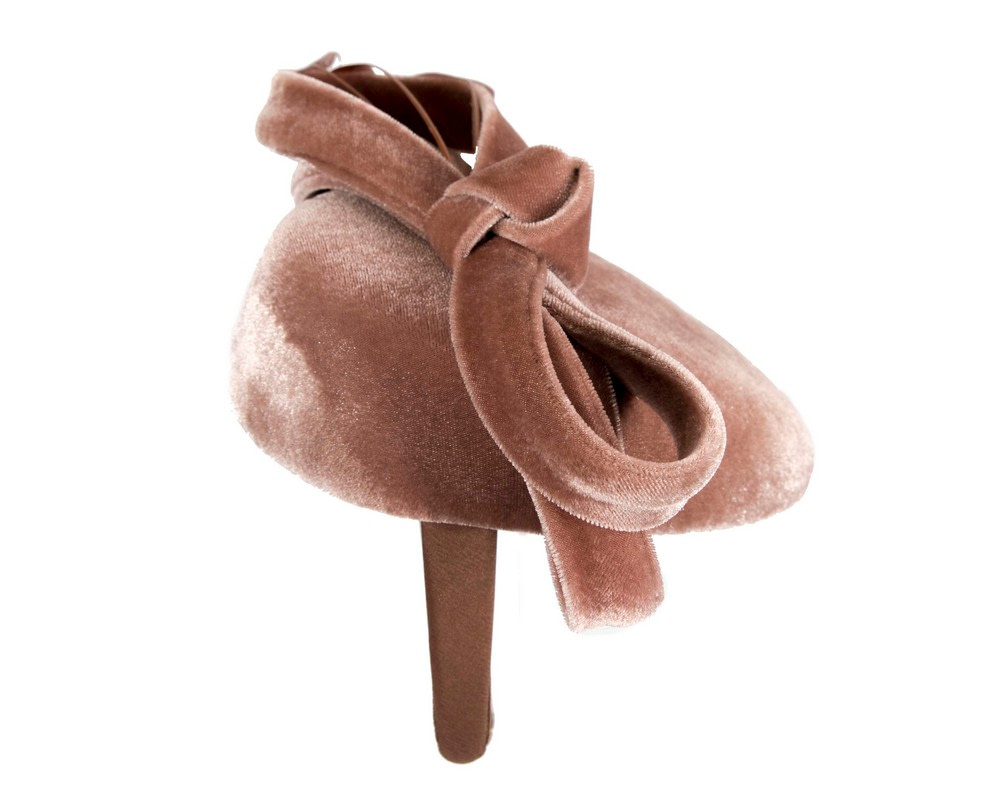 Taupe velvet pillbox winter fascinator - Hats From OZ UK Taupe velvet pillbox winter fascinator - Image 4