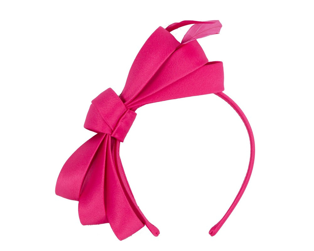 Fuchsia bow racing fascinator by Max Alexander - Hats From OZ UK Fuchsia bow racing fascinator by Max Alexander - Image 2