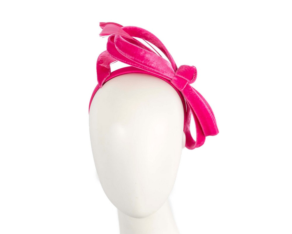 Hot pink velvet bow racing fascinator by Max Alexander - Hats From OZ UK
