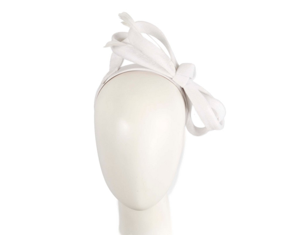 White velvet bow racing fascinator by Max Alexander - Hats From OZ UK