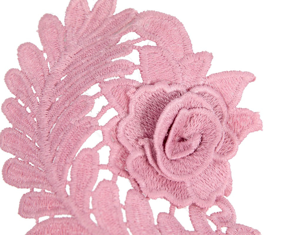 Elegant Dusty Pink Lace Fascinator by Max Alexander - Hats From OZ UK Elegant Dusty Pink Lace Fascinator by Max Alexander - Image 3