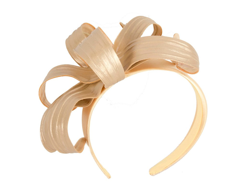 Elegant Gold Bow Fascinator by Max Alexander - Hats From OZ UK Elegant Gold Bow Fascinator by Max Alexander - Image 2