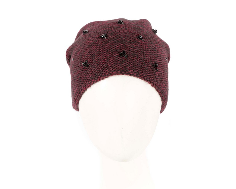 Warm European made woven wine beanie - Hats From OZ UK | JR009W Warm European made woven wine beanie - Hats From OZ UK