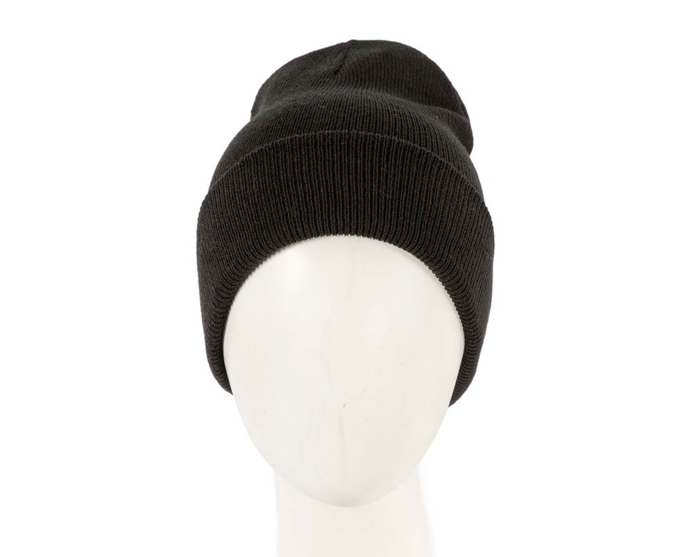 Warm European made black beanie - Hats From OZ UK