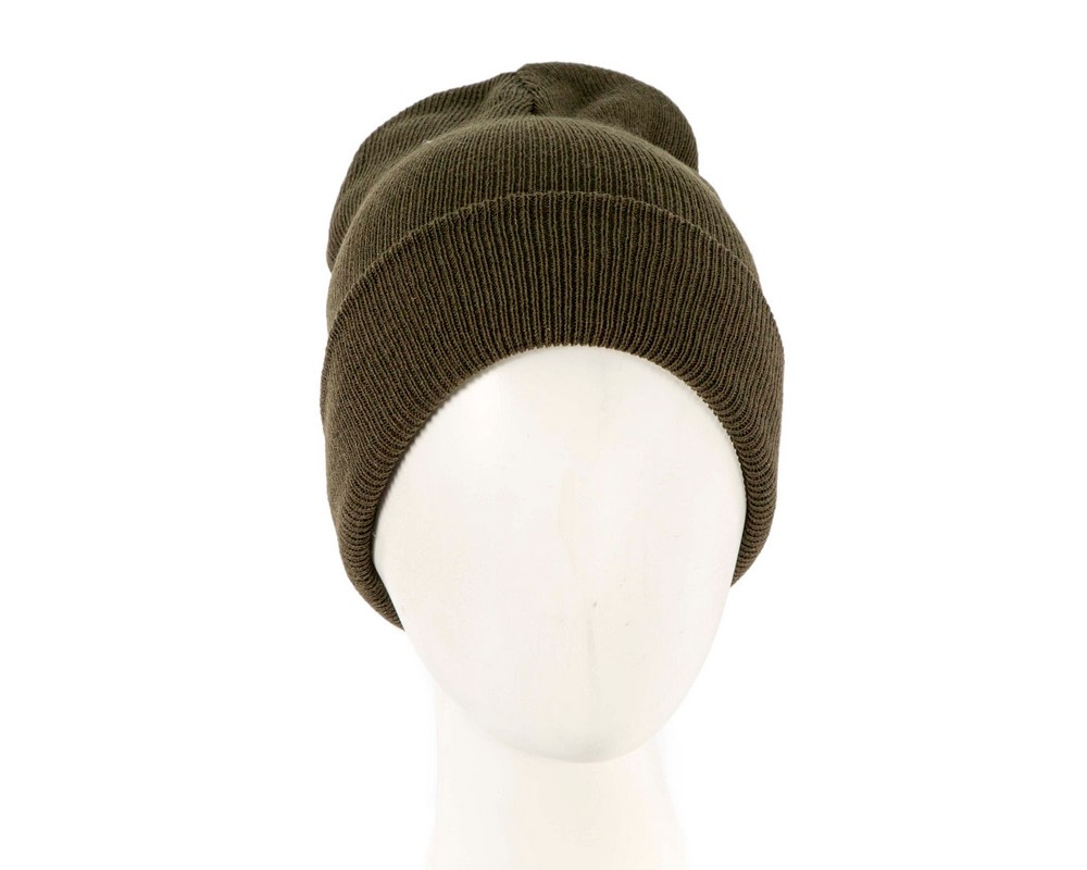 Warm European made khaki beanie - Hats From OZ UK