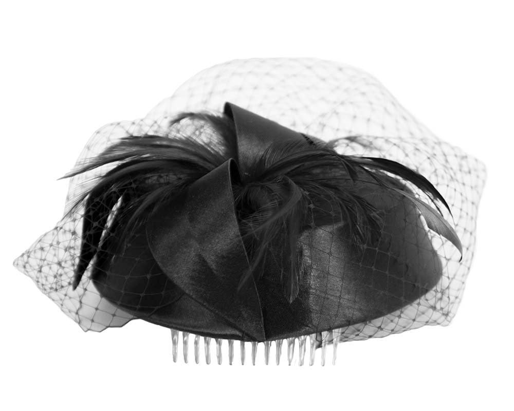 Black custom made cocktail pillbox hat K4811 - Hats From OZ UK Black custom made cocktail pillbox hat K4811 - Image 4