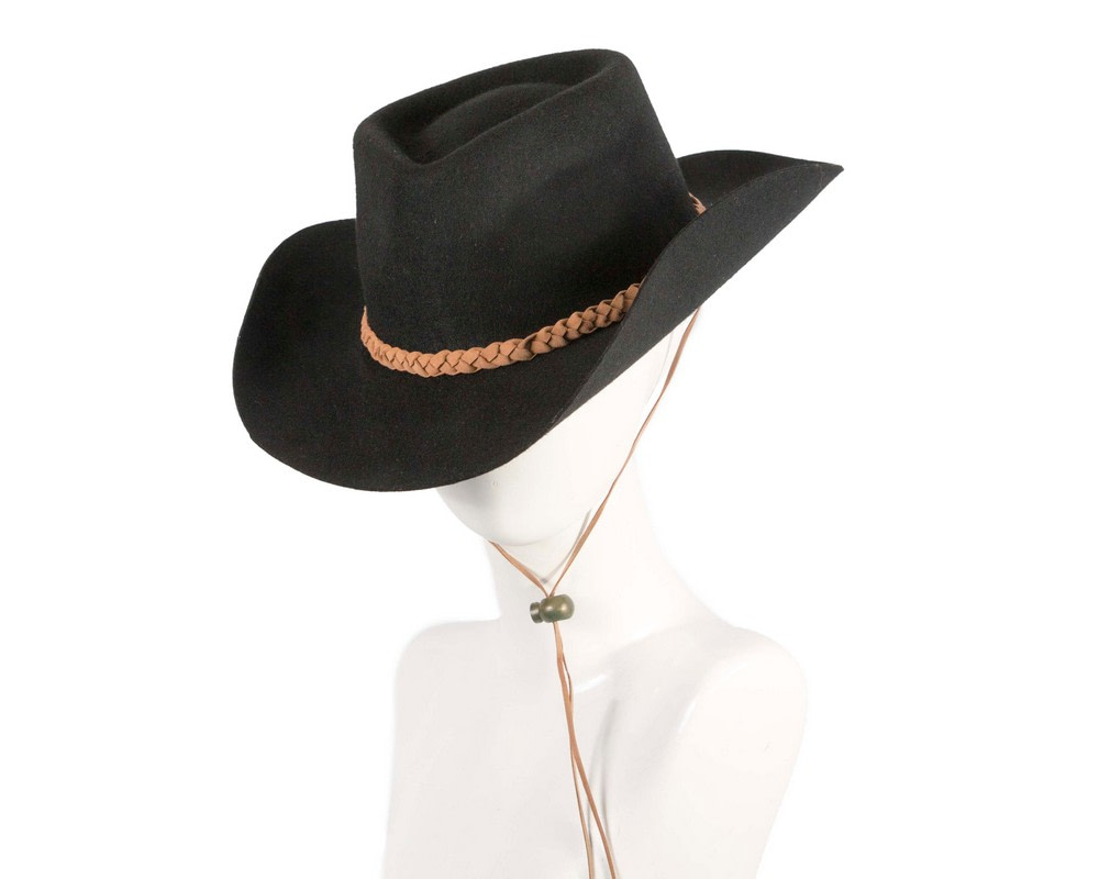 Black Australian bush wool felt hat buy online M108 - Hats From OZ UK | M108B Black Australian bush wool felt hat buy online M108 - Hats From OZ UK