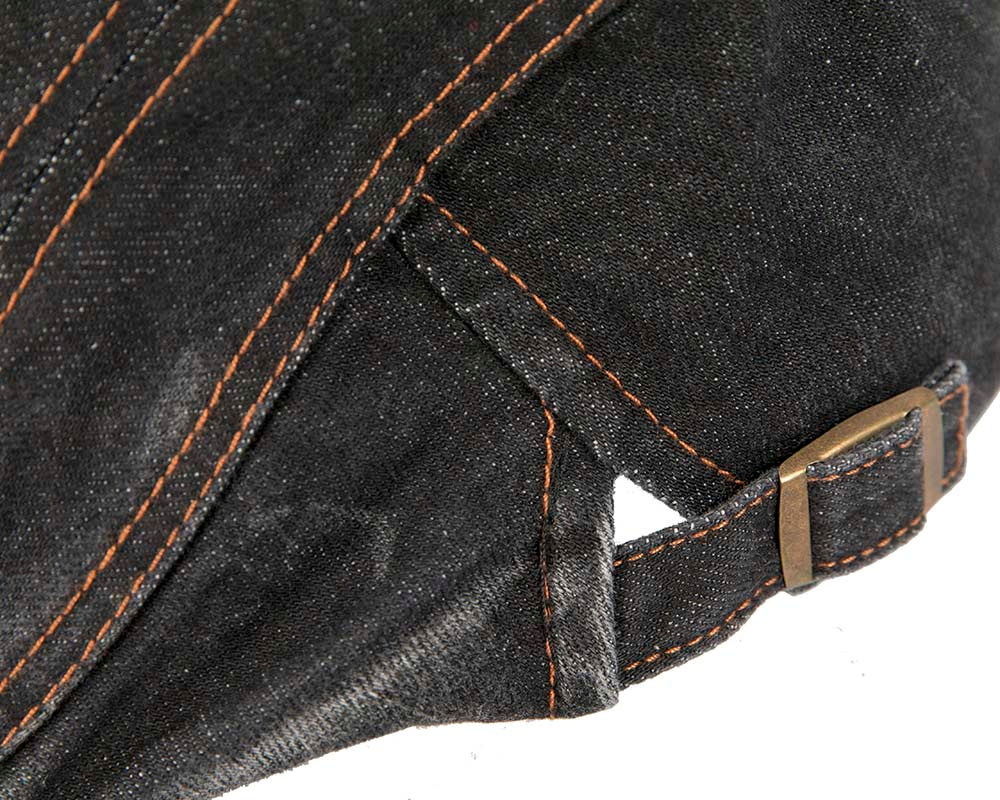 Black denim flat cap by Max Alexander - Hats From OZ UK Black denim flat cap by Max Alexander - Image 3