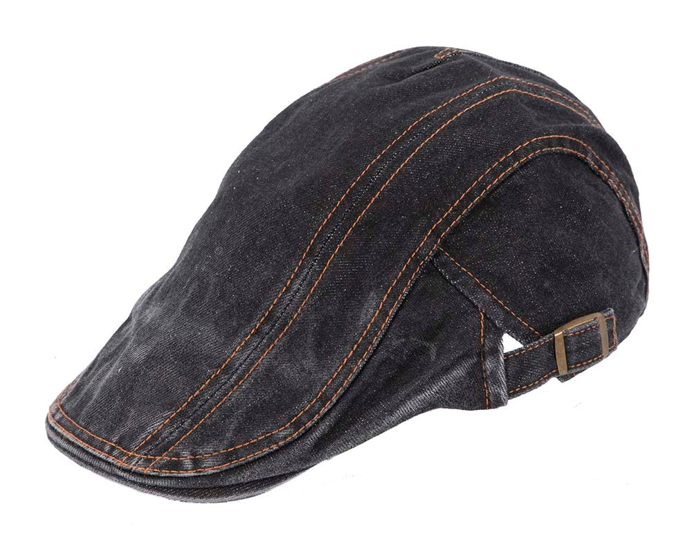 Black denim flat cap by Max Alexander - Hats From OZ UK Black denim flat cap by Max Alexander - Image 2