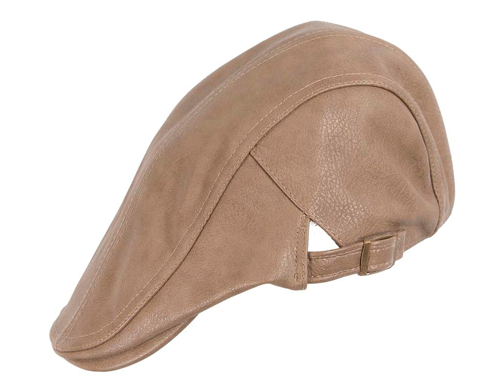 Beige leather flat cap by Max Alexander - Hats From OZ UK Beige leather flat cap by Max Alexander - Image 2