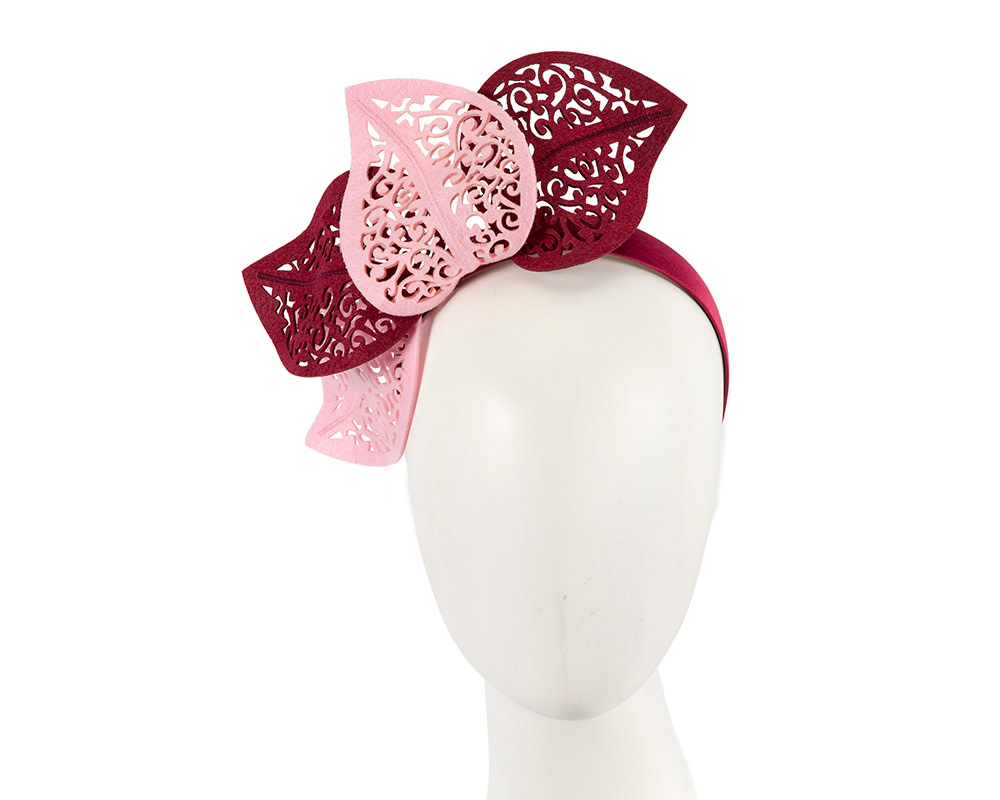 Modern burgundy & pink racing fascinator by Max Alexander - Hats From OZ UK