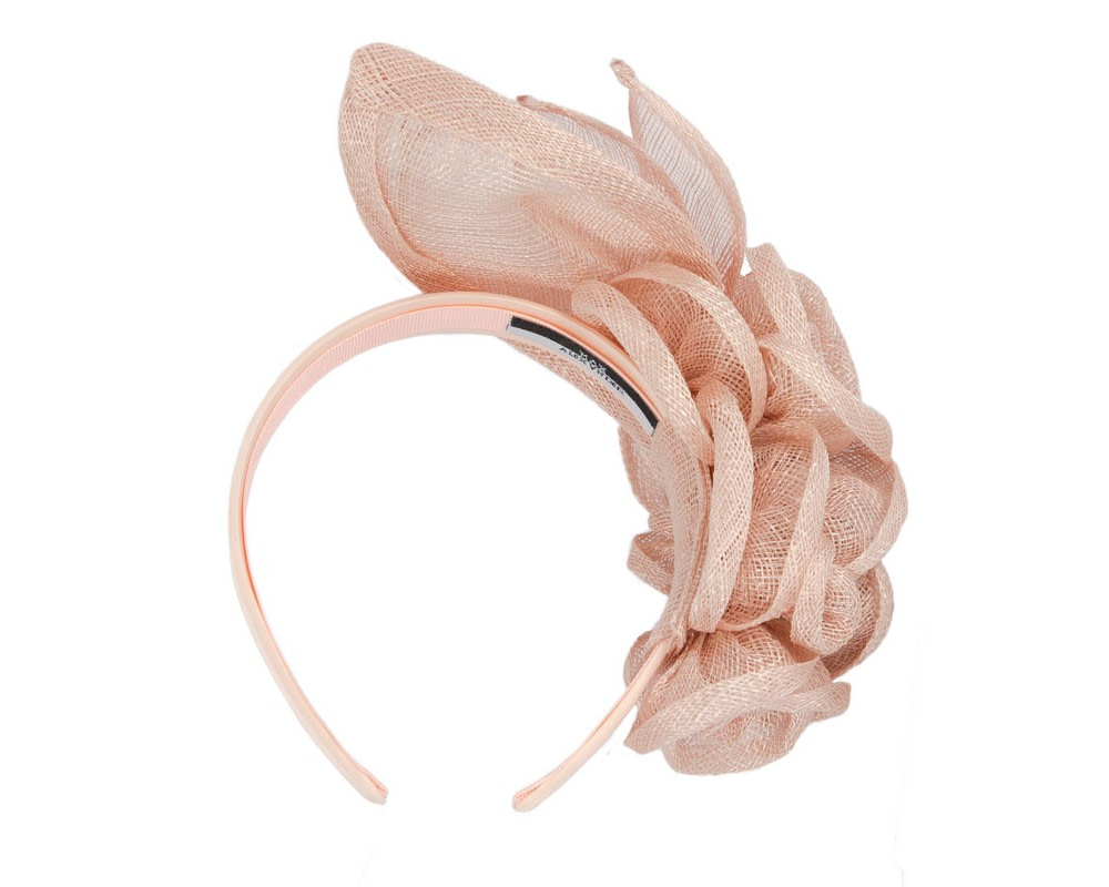 Large nude sinamay flower fascinator by Max Alexander - Hats From OZ UK Large nude sinamay flower fascinator by Max Alexander - Image 4