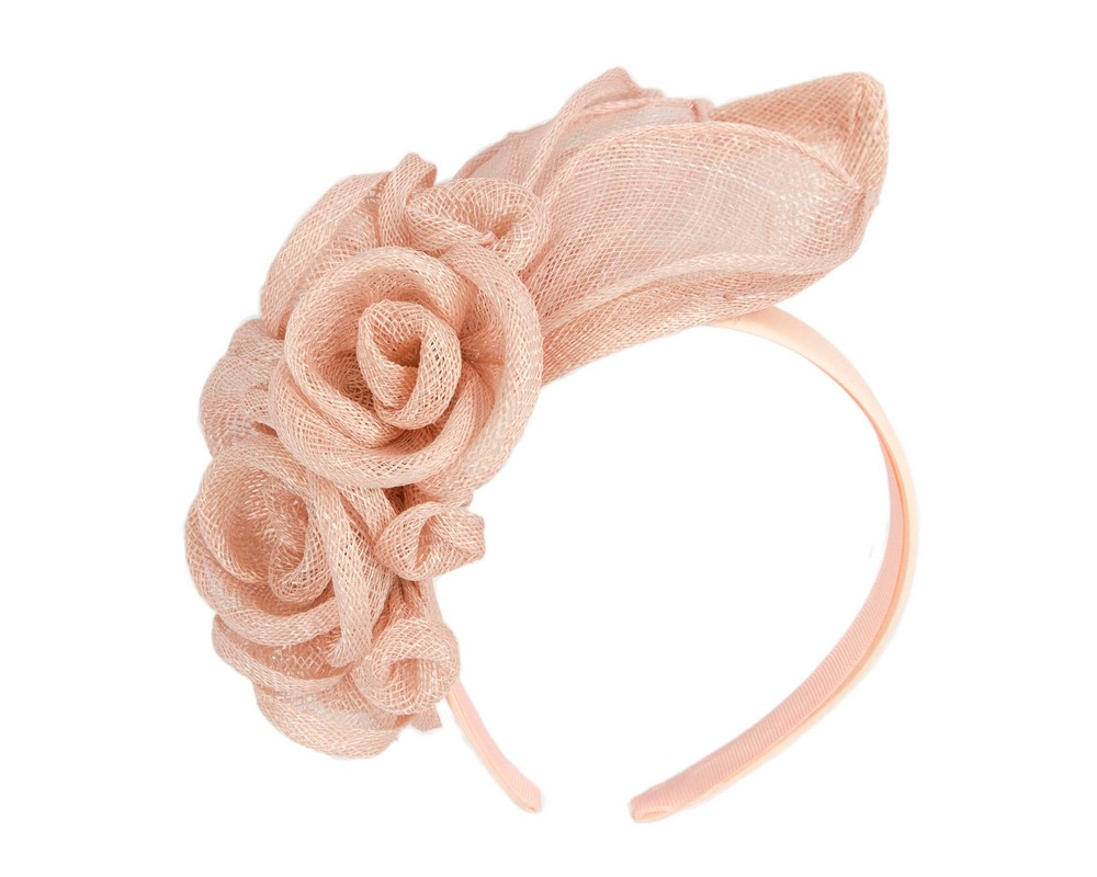 Large nude sinamay flower fascinator by Max Alexander - Hats From OZ UK Large nude sinamay flower fascinator by Max Alexander - Image 2