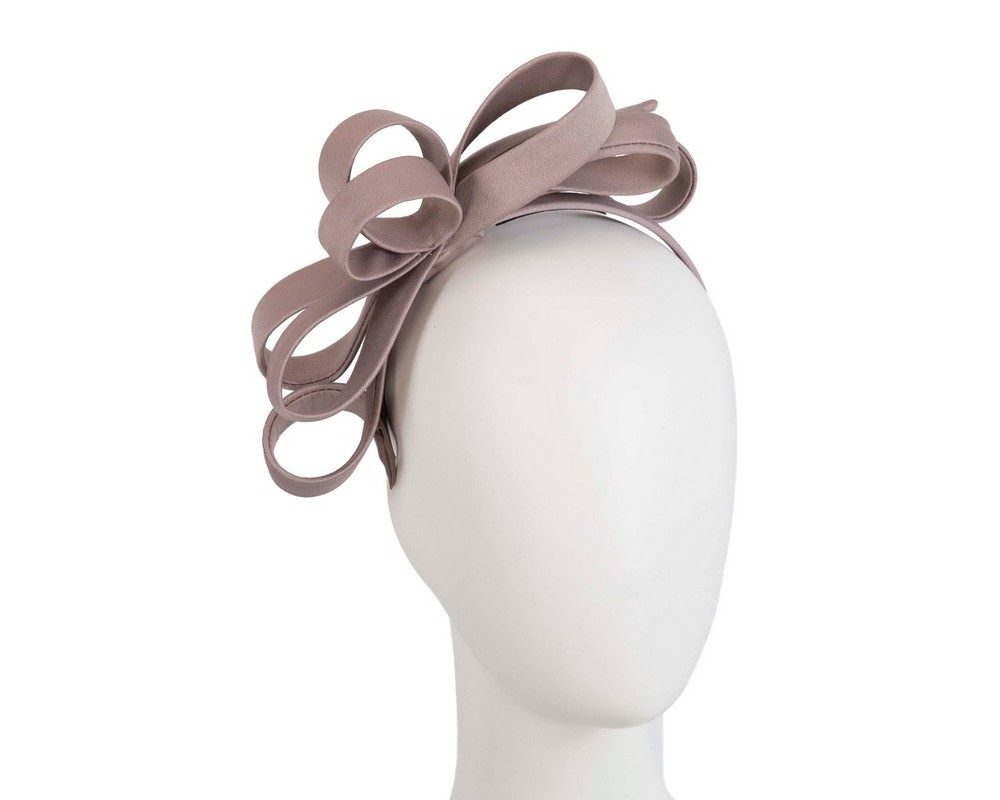 Taupe bow racing fascinator by Max Alexander - Hats From OZ UK | MA863TP Taupe bow racing fascinator by Max Alexander - Hats From OZ UK
