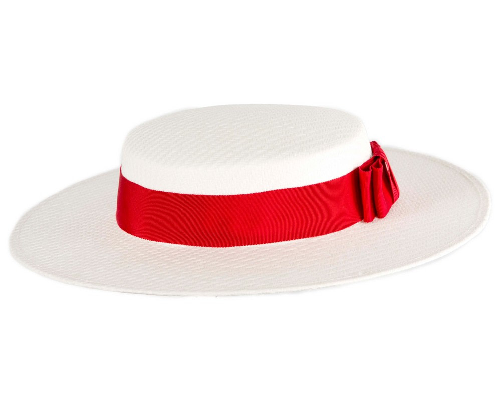 White & red boater hat by Max Alexander - Hats From OZ UK White & red boater hat by Max Alexander - Image 4