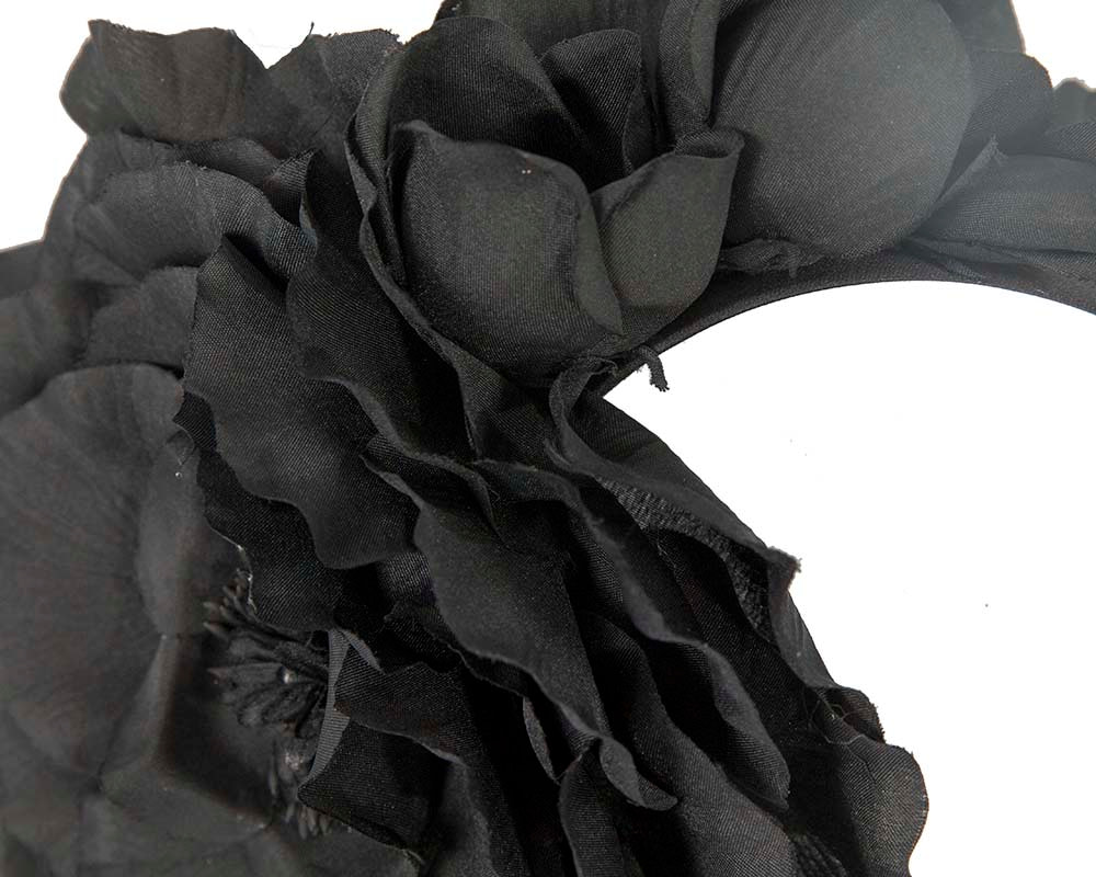 Large black flower fascinator headband by Max Alexander - Hats From OZ UK Large black flower fascinator headband by Max Alexander - Image 3