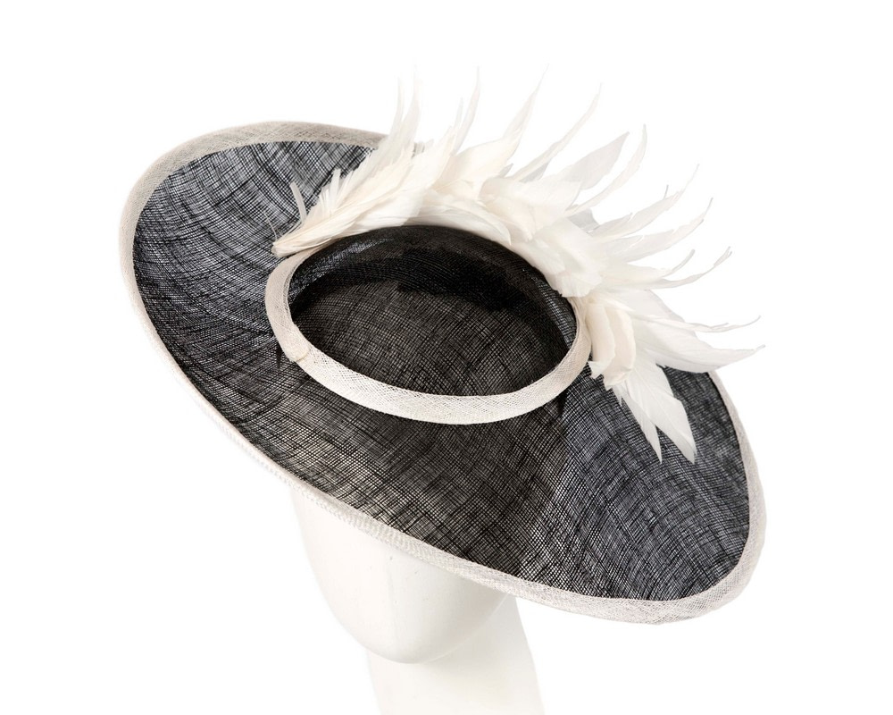 Large black & cream sinamay fascinator hat by Max Alexander - Hats From OZ UK