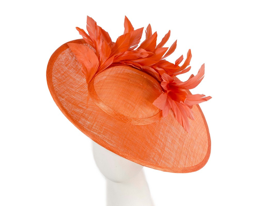 Large orange sinamay fascinator hat by Max Alexander - Hats From OZ UK