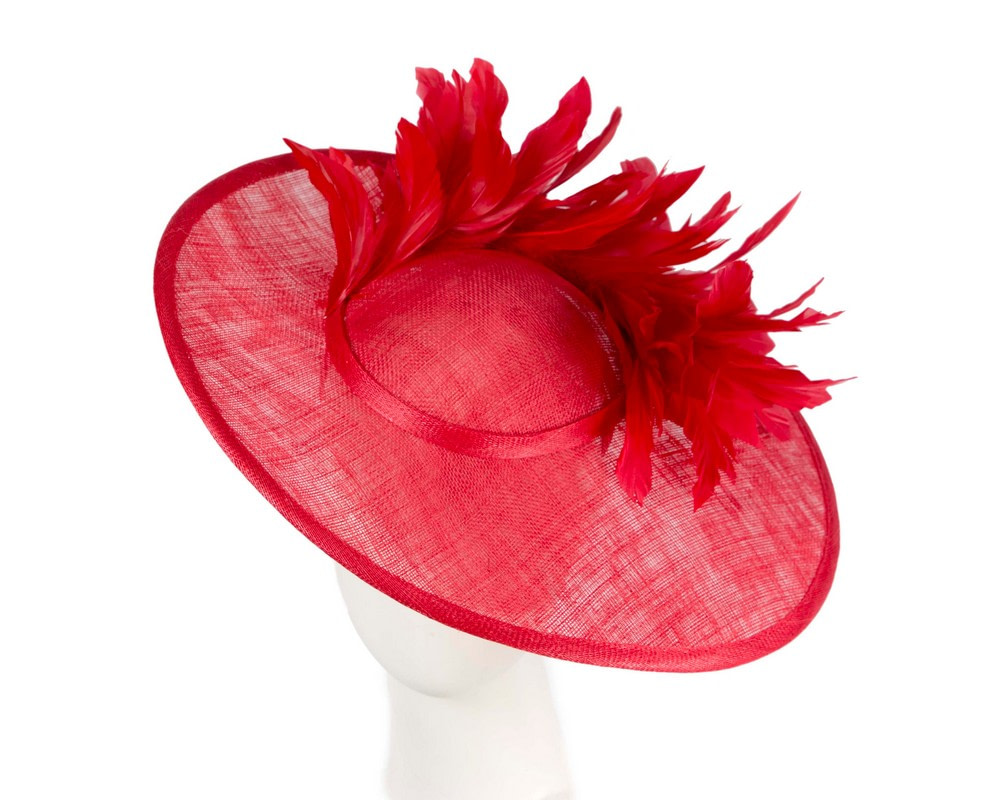 Large red sinamay fascinator hat by Max Alexander - Hats From OZ UK