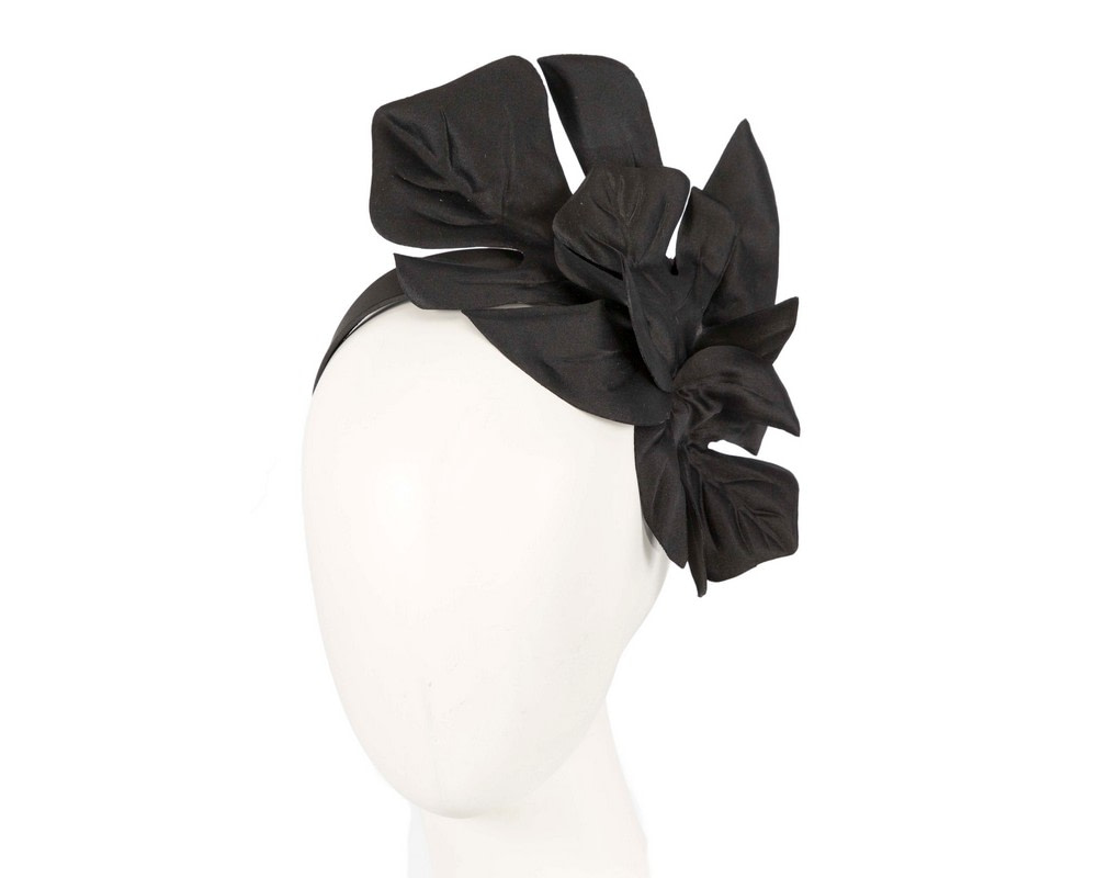 Black monstera leaves fascinator by Max Alexander - Hats From OZ UK