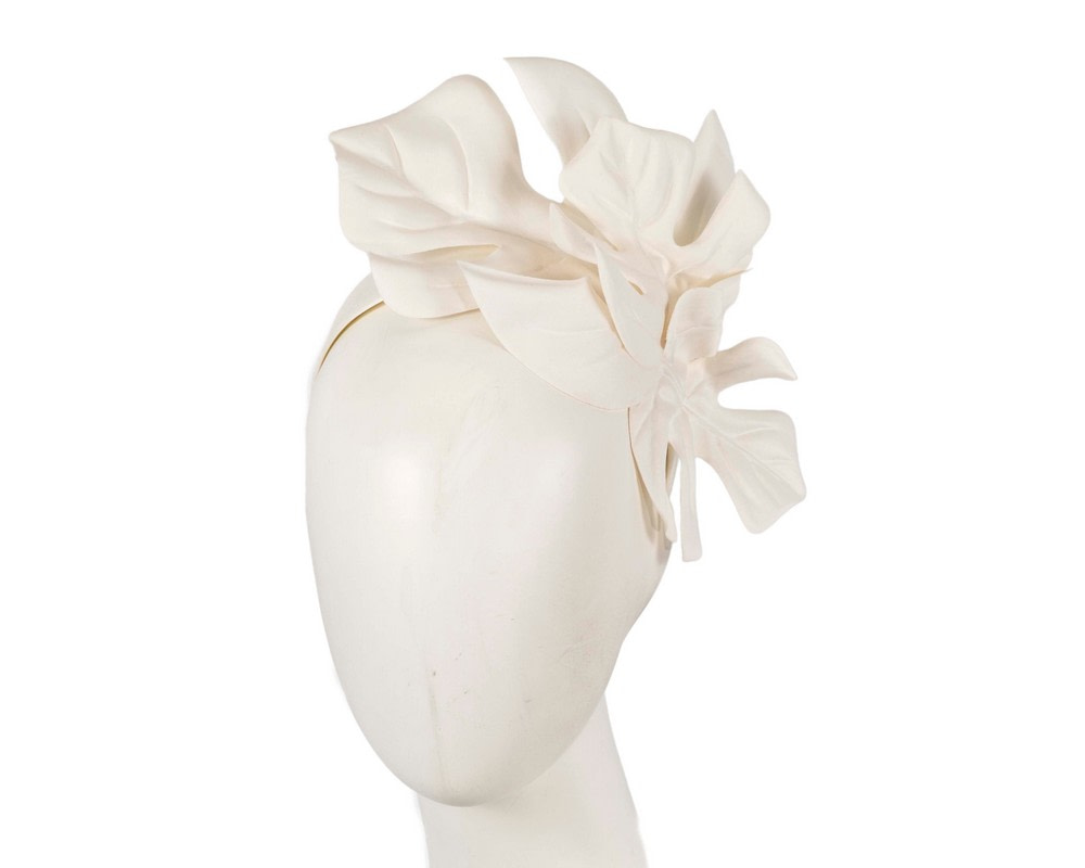 Ivory cream monstera leaves fascinator by Max Alexander - Hats From OZ UK