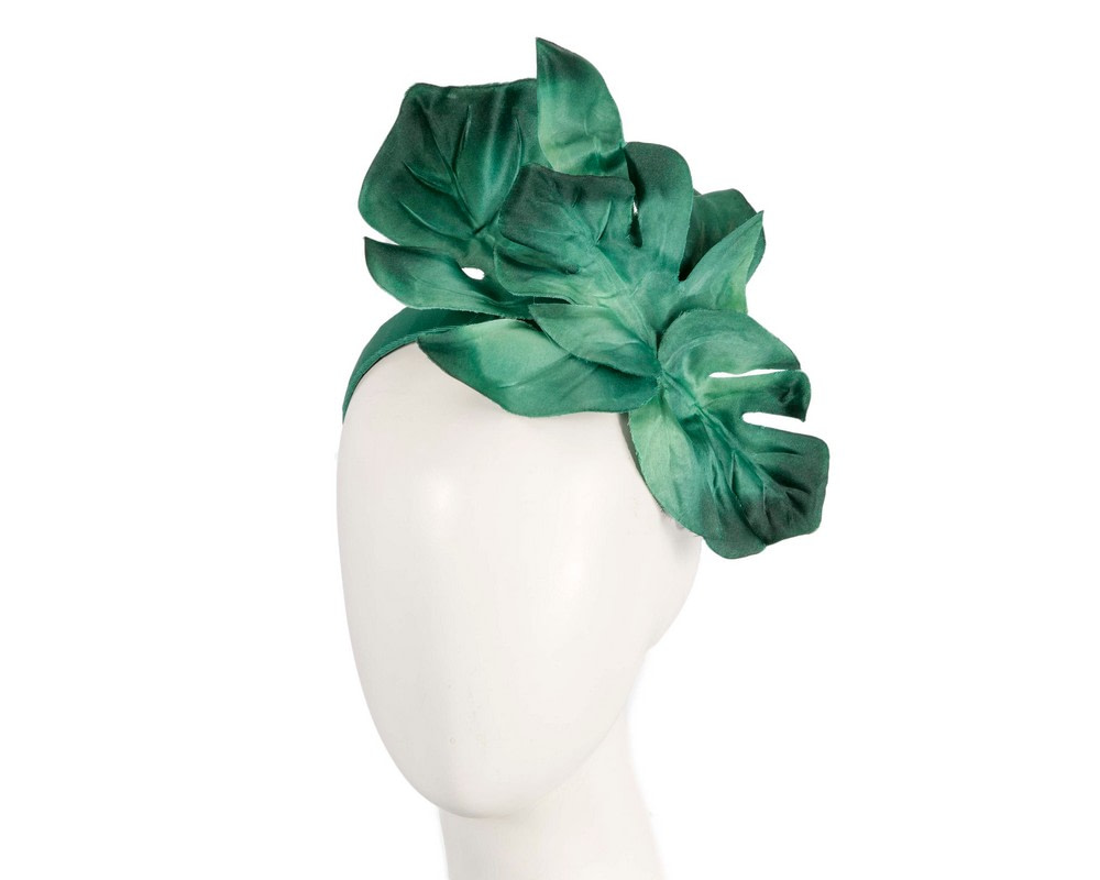 Green monstera leaves fascinator by Max Alexander - Hats From OZ UK