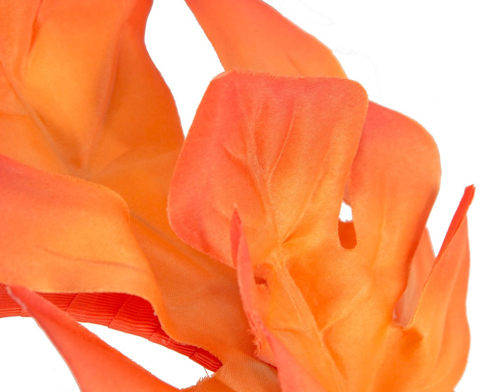 Orange monstera leaves fascinator by Max Alexander - Image 3
