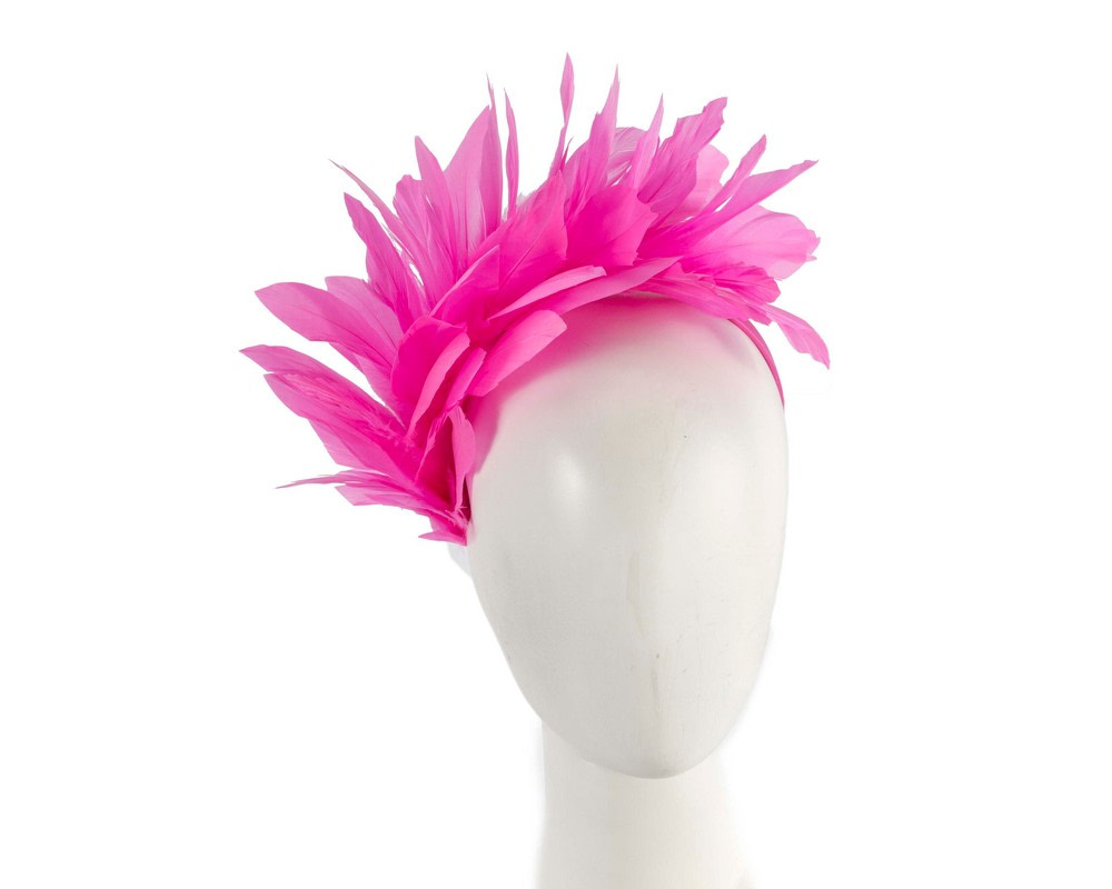 Hot Pink feather fascinator headband by Max Alexander - Hats From OZ UK | MA893HP Hot Pink feather fascinator headband by Max Alexander - Hats From OZ UK