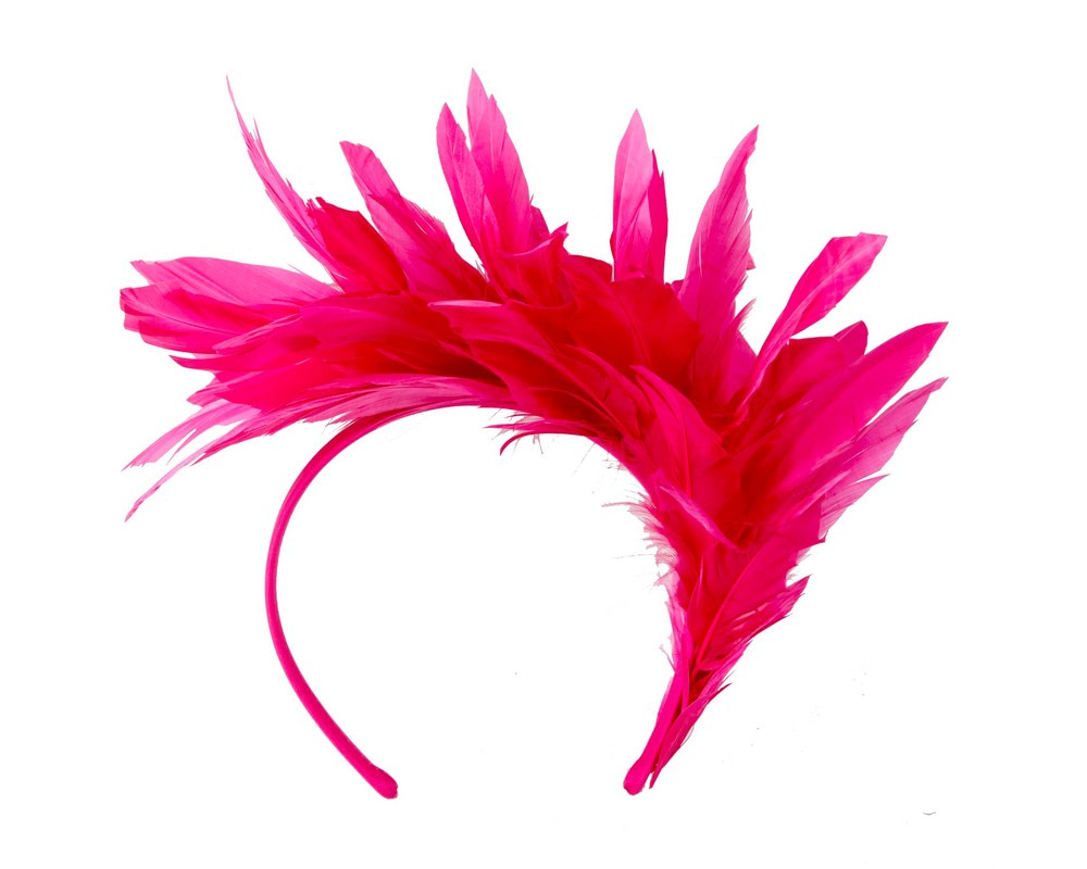 Fuchsia feather fascinator headband by Max Alexander - Hats From OZ UK Fuchsia feather fascinator headband by Max Alexander - Image 4