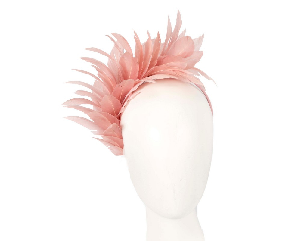 Dusty pink feather fascinator headband by Max Alexander - Hats From OZ UK