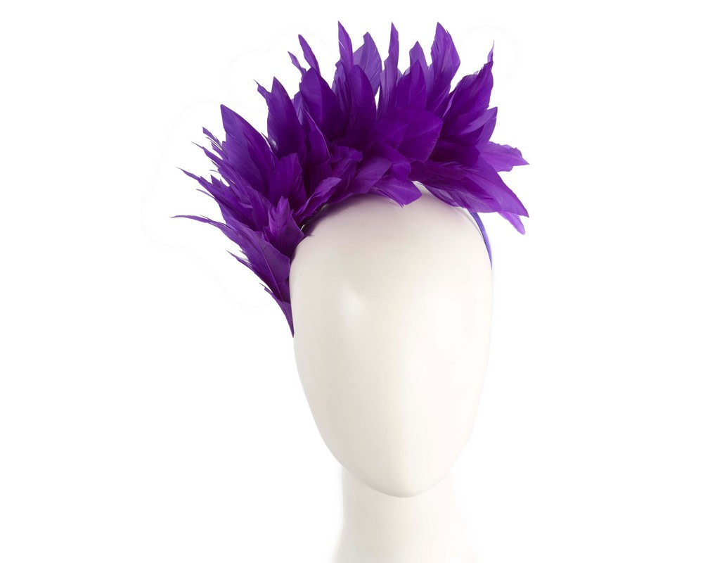 Purple feather fascinator headband by Max Alexander - Hats From OZ UK | MA893PR Purple feather fascinator headband by Max Alexander - Hats From OZ UK