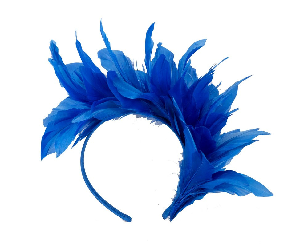 Royal Blue feather fascinator headband by Max Alexander - Hats From OZ UK Royal Blue feather fascinator headband by Max Alexander - Image 4
