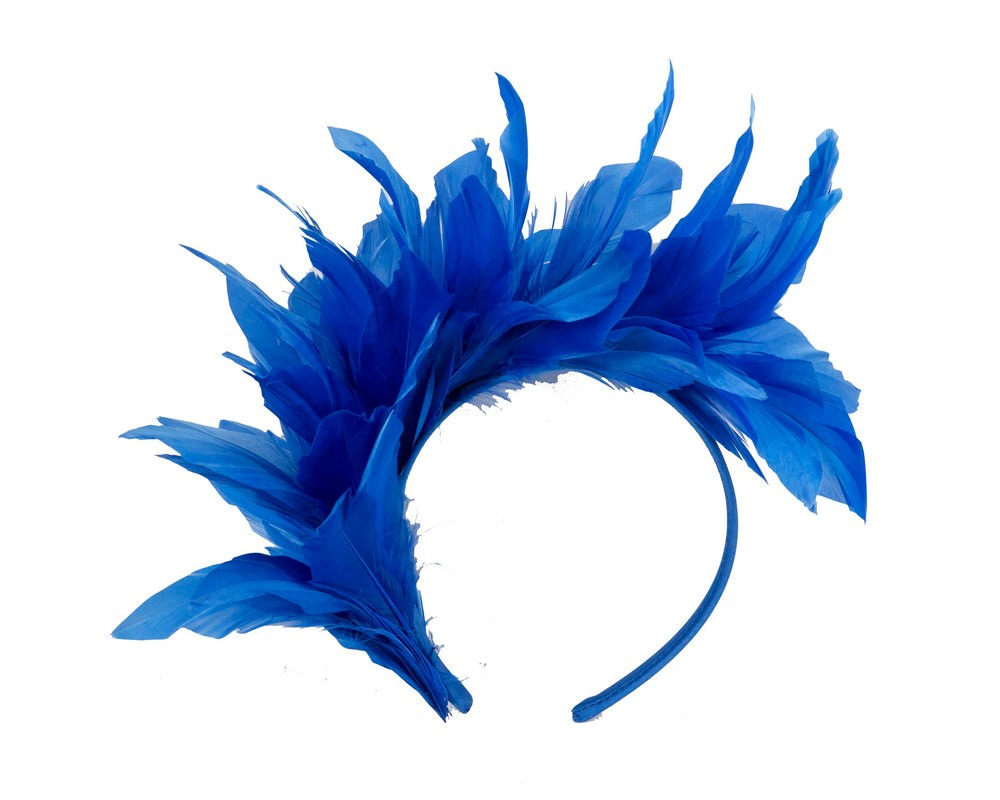 Royal Blue feather fascinator headband by Max Alexander - Hats From OZ UK Royal Blue feather fascinator headband by Max Alexander - Image 2
