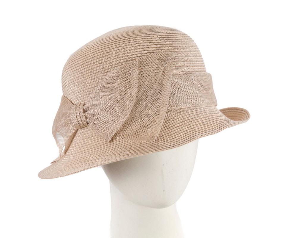 Beige cloche hat with bow by Max Alexander - Hats From OZ UK
