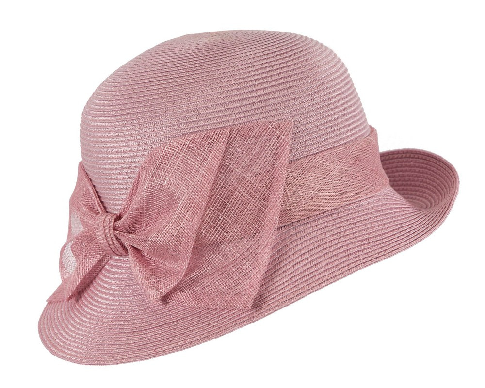 Dusty pink cloche hat with bow by Max Alexander - Hats From OZ UK Dusty pink cloche hat with bow by Max Alexander - Image 2