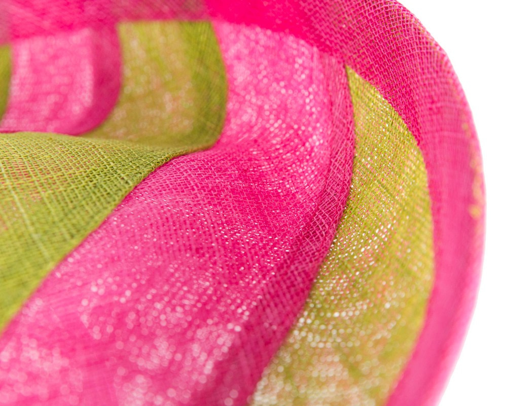 Unique Lime & Fuchsia stripy fascinator by Max Alexander - Hats From OZ UK Unique Lime & Fuchsia stripy fascinator by Max Alexander - Image 3