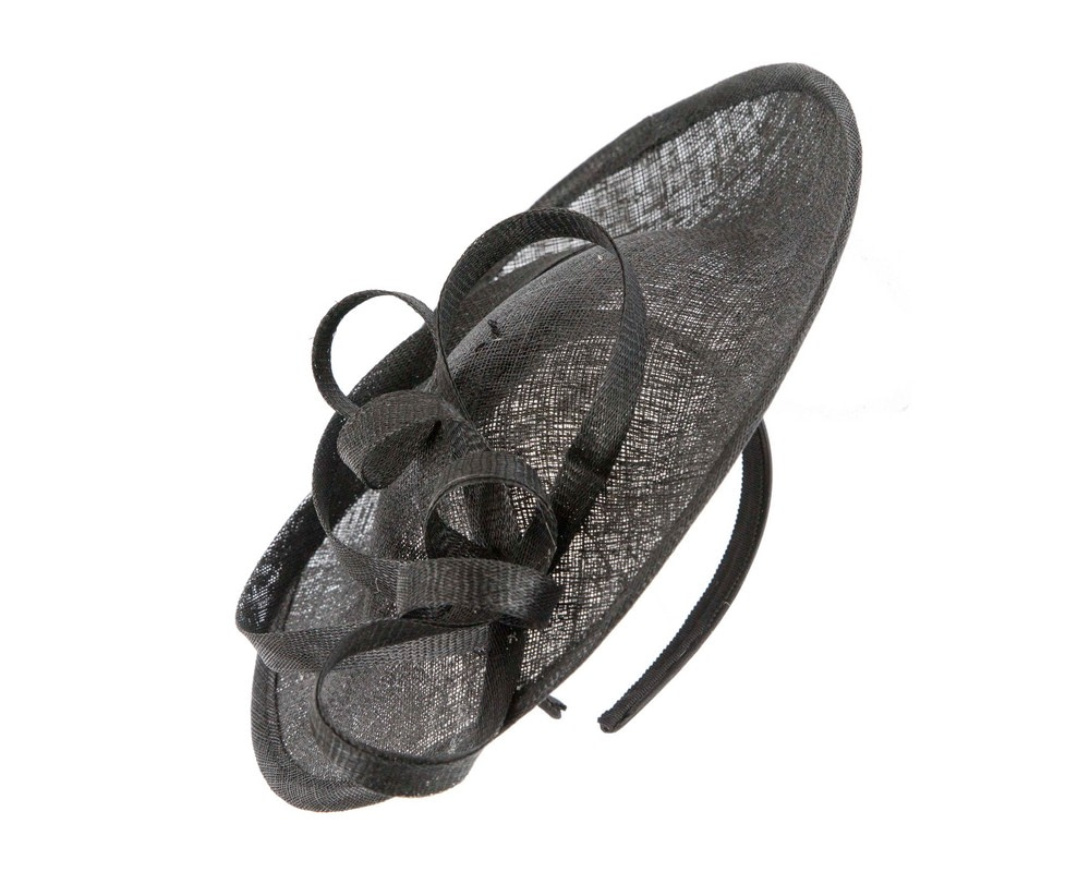 Large black sinamay plate fascinator - Hats From OZ UK Large black sinamay plate fascinator - Image 2